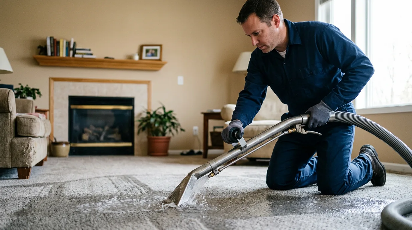 Water damage restoration technician working near Perry, NY